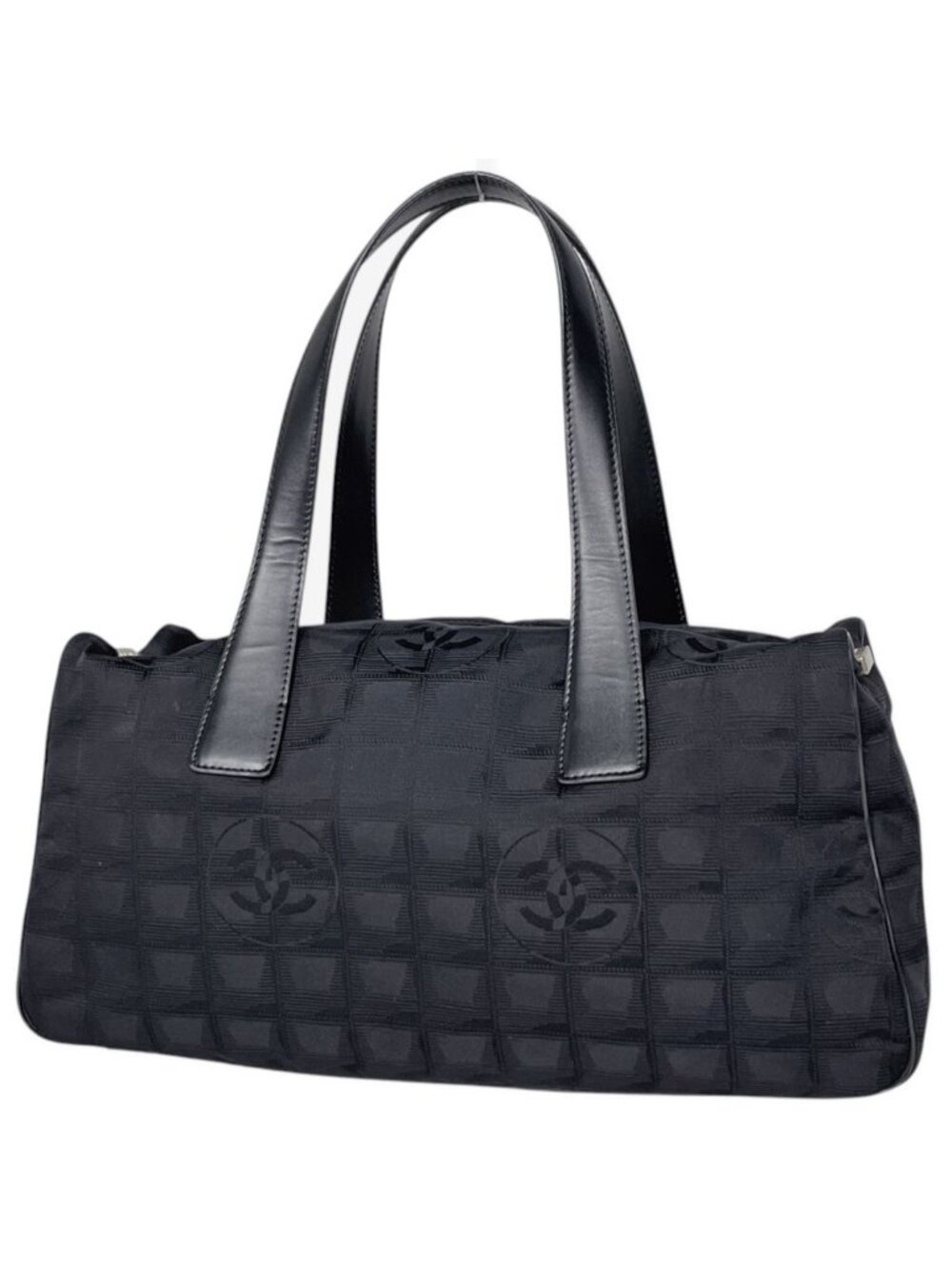 Chanel New Travel Line Handbag CC Logo Nylon Jacquard Black